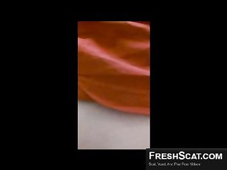 Girl Shits And Smears Scat All Over Her Ass And Pussy And Drips White Discharge