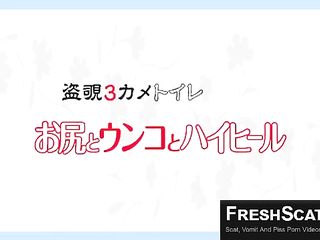 Thick Asian Babe With Great Looking Ass Shits A Huge Long Dump Squatting Over Toilet