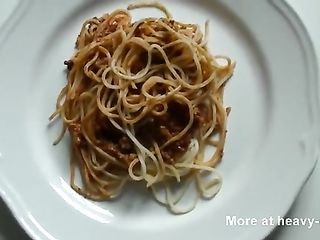 Girl Shits Hard Logs Of Scat On Spaghetti And Makes It More Appealing