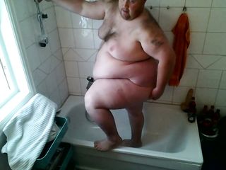 Giant Fat Male Pig Smears Shit All Over His Huge Body In Bathroom