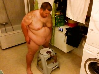 Male: Fat Pig Smears Shit All Over His Huge Body While He Masturbates