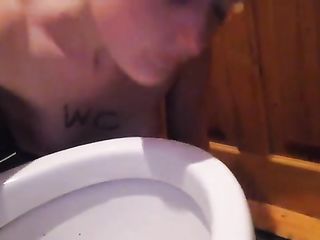 Red Haired Girl Licks Toilet Bowl Nice And Clean