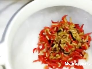 Super Hot Girl Puts Worms Or Maggots Inside Her Pussy And Masturbates