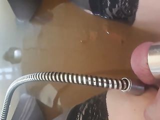 Guy With Ruined Asshole Taking A Continuous Enema And Bathing In His Shit Water