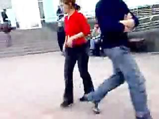 Drunk Girl Publicly Pissing In The Middle Of The Day On The Road With Her Pants Down