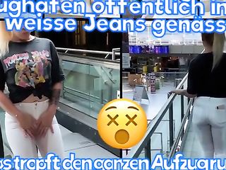 Girl Pisses Herself And Walks Around Through The Mall