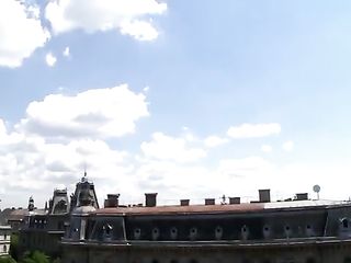 Hot Brunette Tied Up And Cuffed While Pissing Outdoors