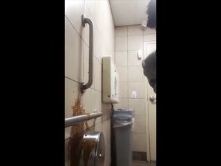 Dirty slut shits all over wall