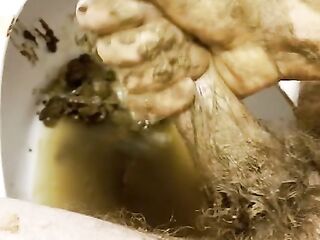 cute white twink smears shit on his white cock & cums