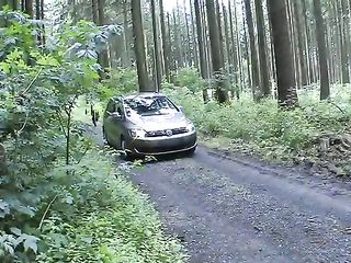 Naked Babe Drives Through Forest And Takes A Piss On Webcam